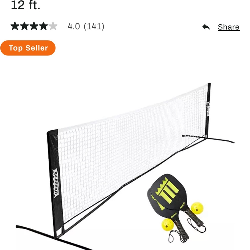 Pickleball Half Court Net and One Monarch Paddle